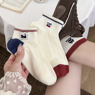 可爱白色袜子女夏薄款 纯棉短袜子ins潮韩系韩国无骨低帮吸汗透气