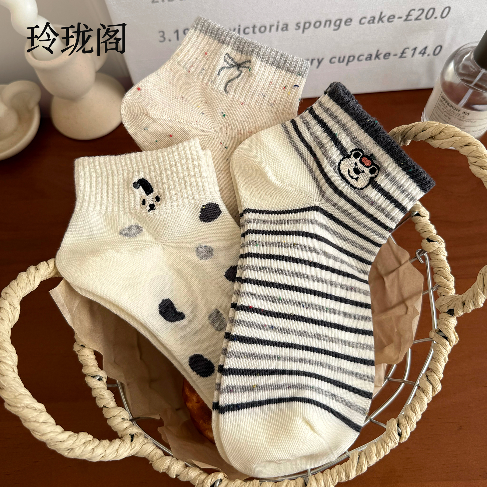 玲珑阁夏季可爱卡通女士短袜