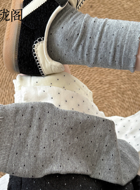 波点袜子女款夏薄款2026新款爆款中筒袜堆堆袜纯棉灰色ins潮韩系