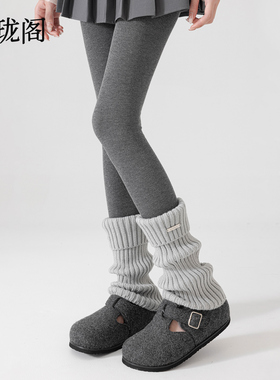 金属标灰色袜套女秋冬季加厚保暖辣妹y2k针织堆堆袜子小腿套长筒