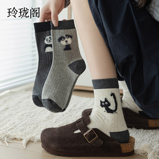 长袜 ins潮堆堆袜配勃肯鞋 卡通可爱袜子女生中筒袜纯棉袜夏季 新款