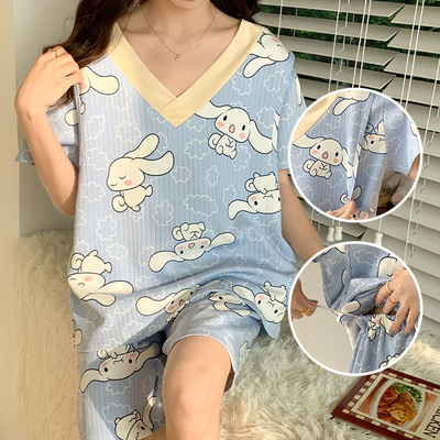大码80-300斤短袖两件套哺乳睡衣