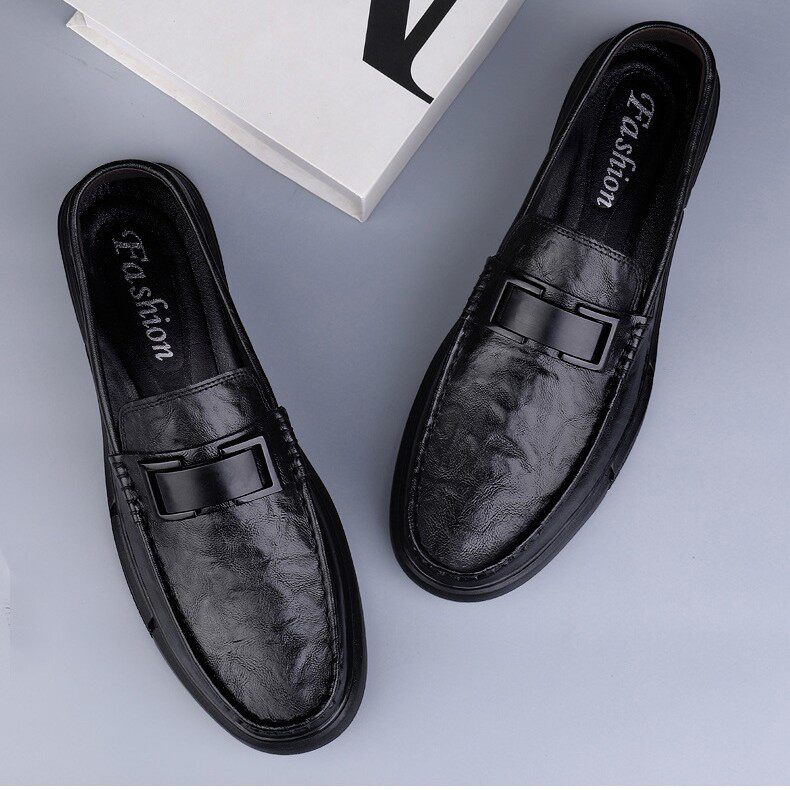 春季外贸豆豆鞋男英伦休闲商务乐福鞋冬防滑耐磨皮鞋手工男鞋现货