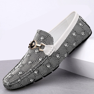 皮鞋 跨境男鞋 45单鞋 春低帮套脚平底真皮牛皮面大码 豆豆鞋 驾车鞋