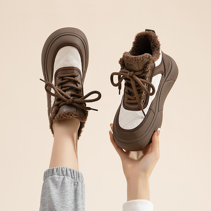 厚底棉鞋女2025新款冬季加绒女鞋保暖雪地靴休闲高帮运动板鞋,流行男鞋,时尚休闲鞋,淘宝优惠券,粉丝福利购,淘宝优惠卷