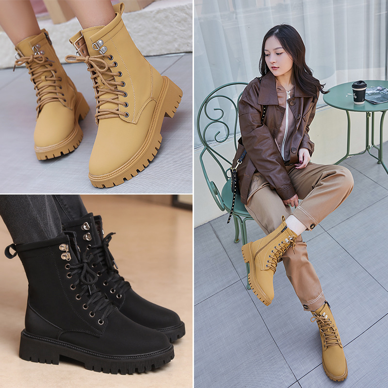 2025真皮冬季新款短靴加绒加厚羊毛大棉鞋平底真皮马丁靴女