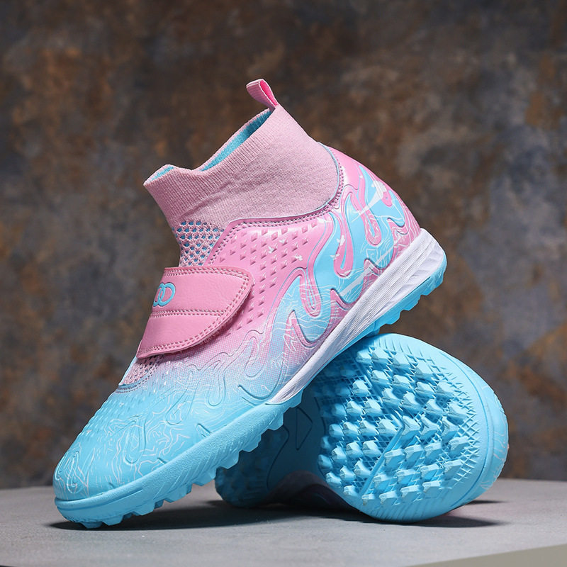 跨境儿童足球鞋男高帮男童训练碎钉鞋亚马逊希音速卖通足球鞋