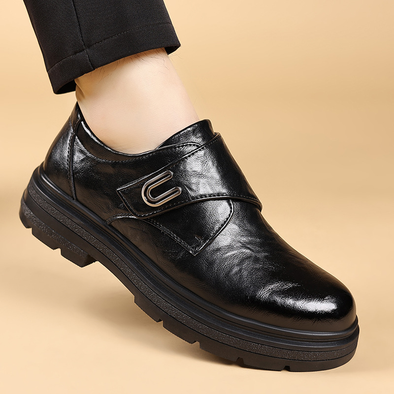 男鞋2025秋季皮鞋男士大头魔术贴工装鞋低帮休闲短靴子潮鞋马丁鞋