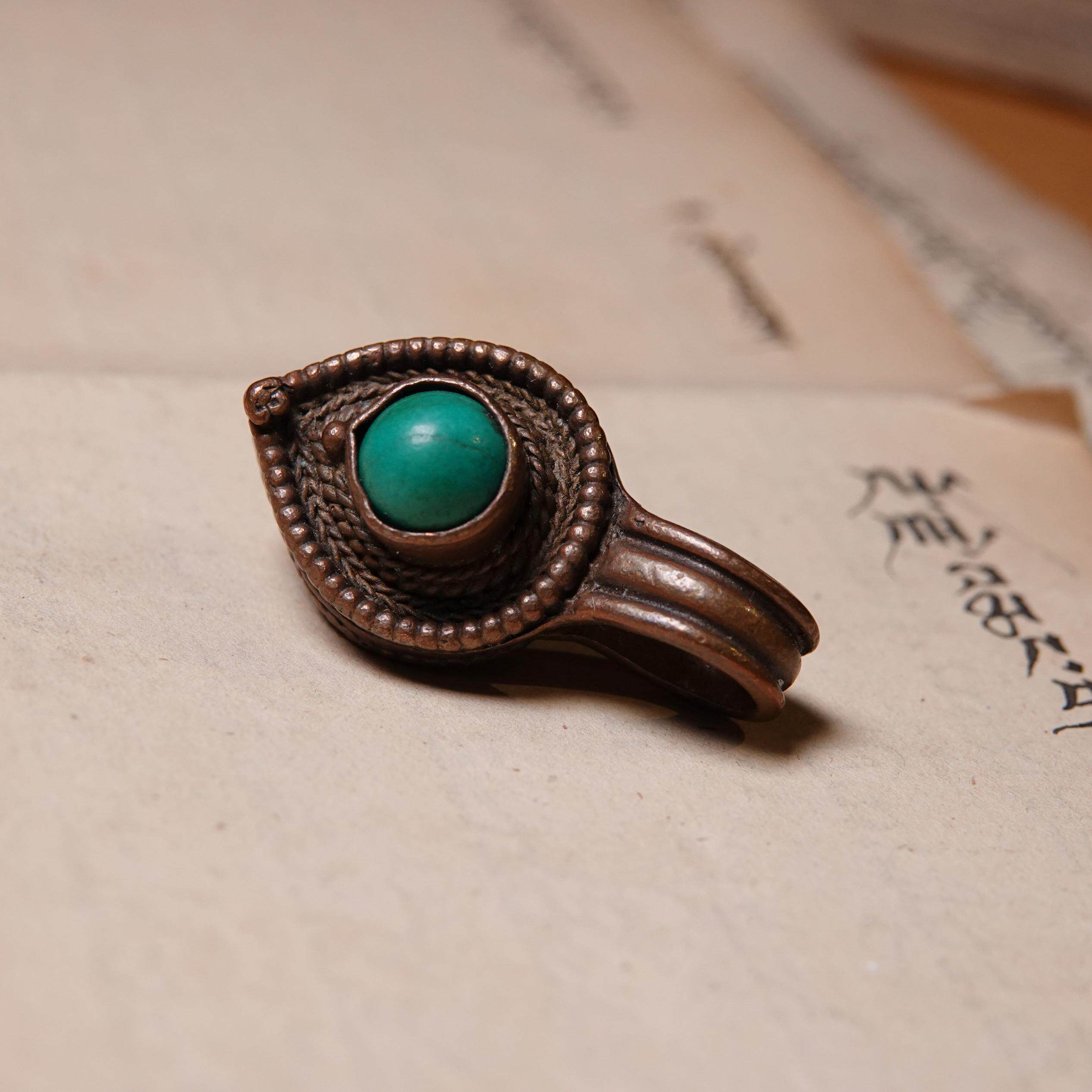 藏传老铜卡子掐丝工艺做工精美文玩纯手工DIY念珠侧挂一图一物