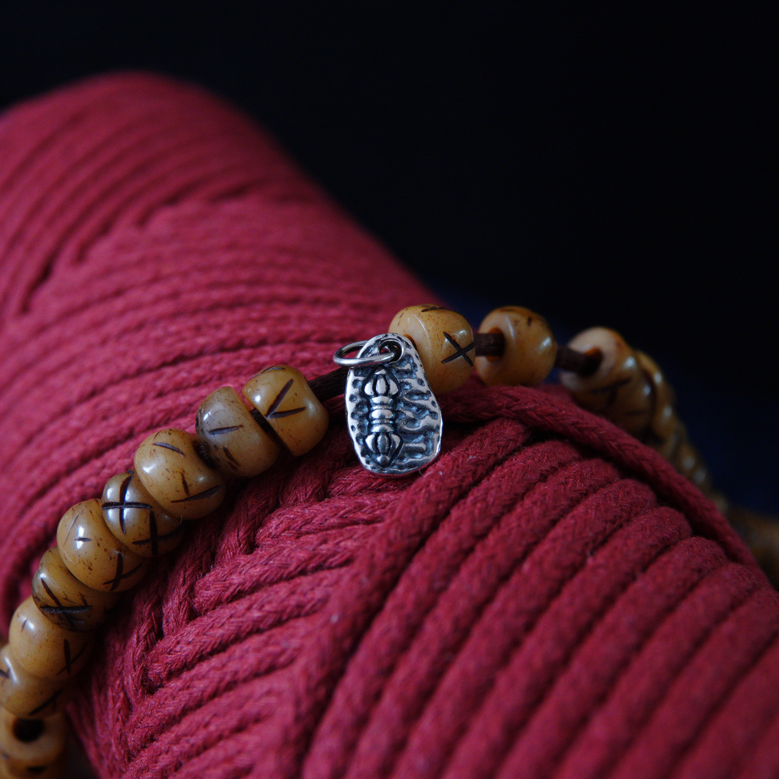 S925纯银金刚杵金刚铃吊坠藏式文玩侧挂手工金刚持DIY编绳随身