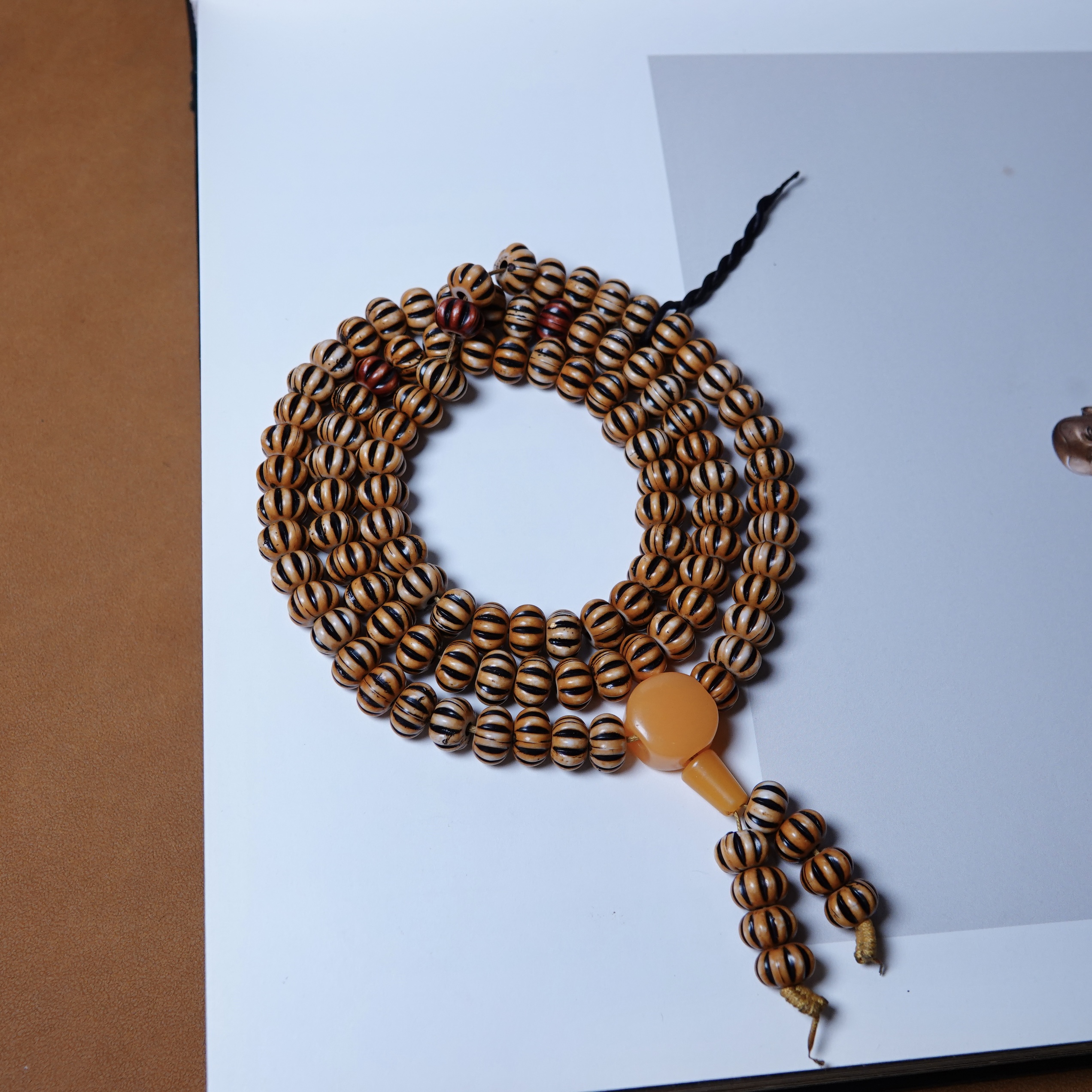 牧区原生态黄色树脂老料器瓜珠超润文玩手工DIY念珠手串随身配饰