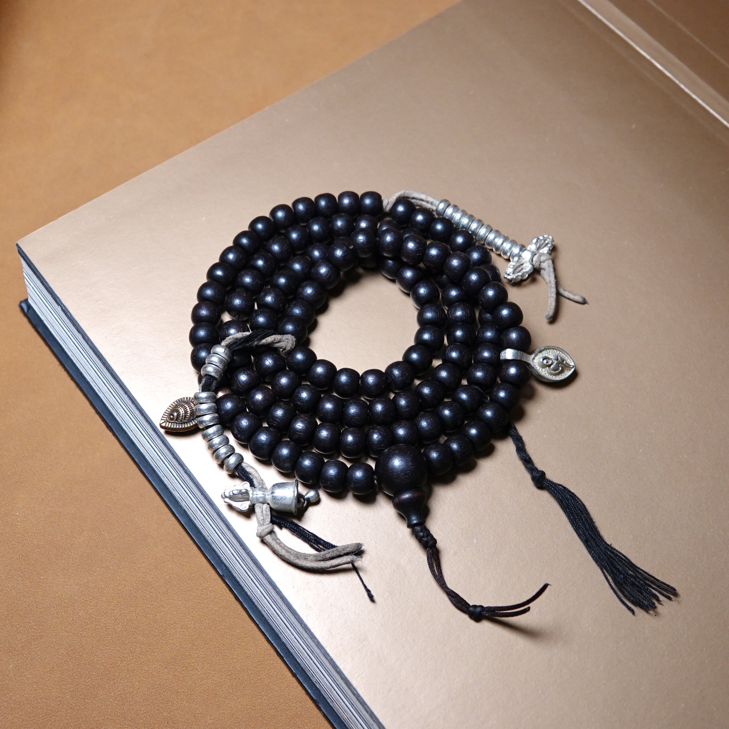 牧区原装一套老紫檀佛珠白铜计数器全品文玩纯手工DIY随身配饰