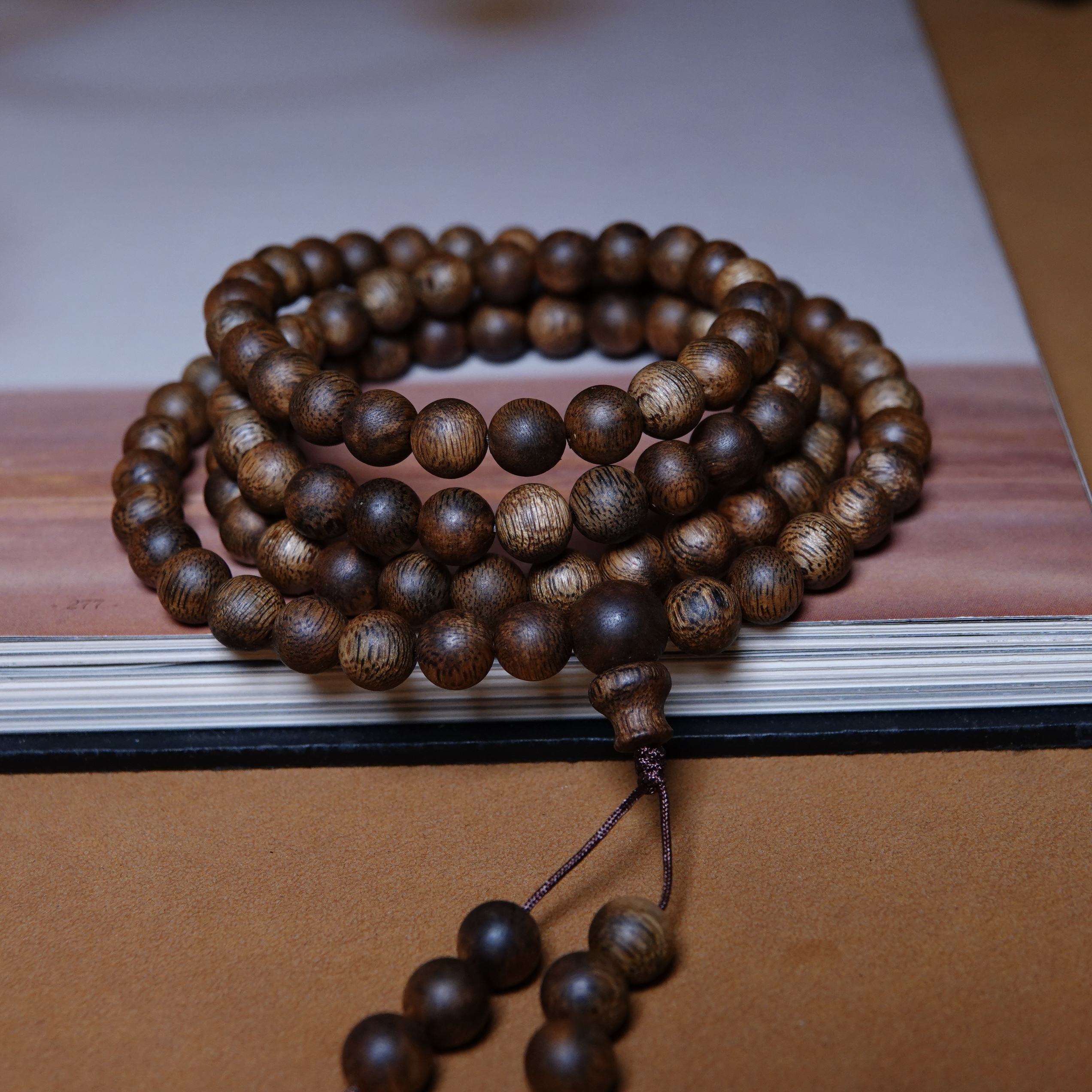 海南天然原木8.5mm沉香木佛珠全品一套文玩纯手工念珠手串随身