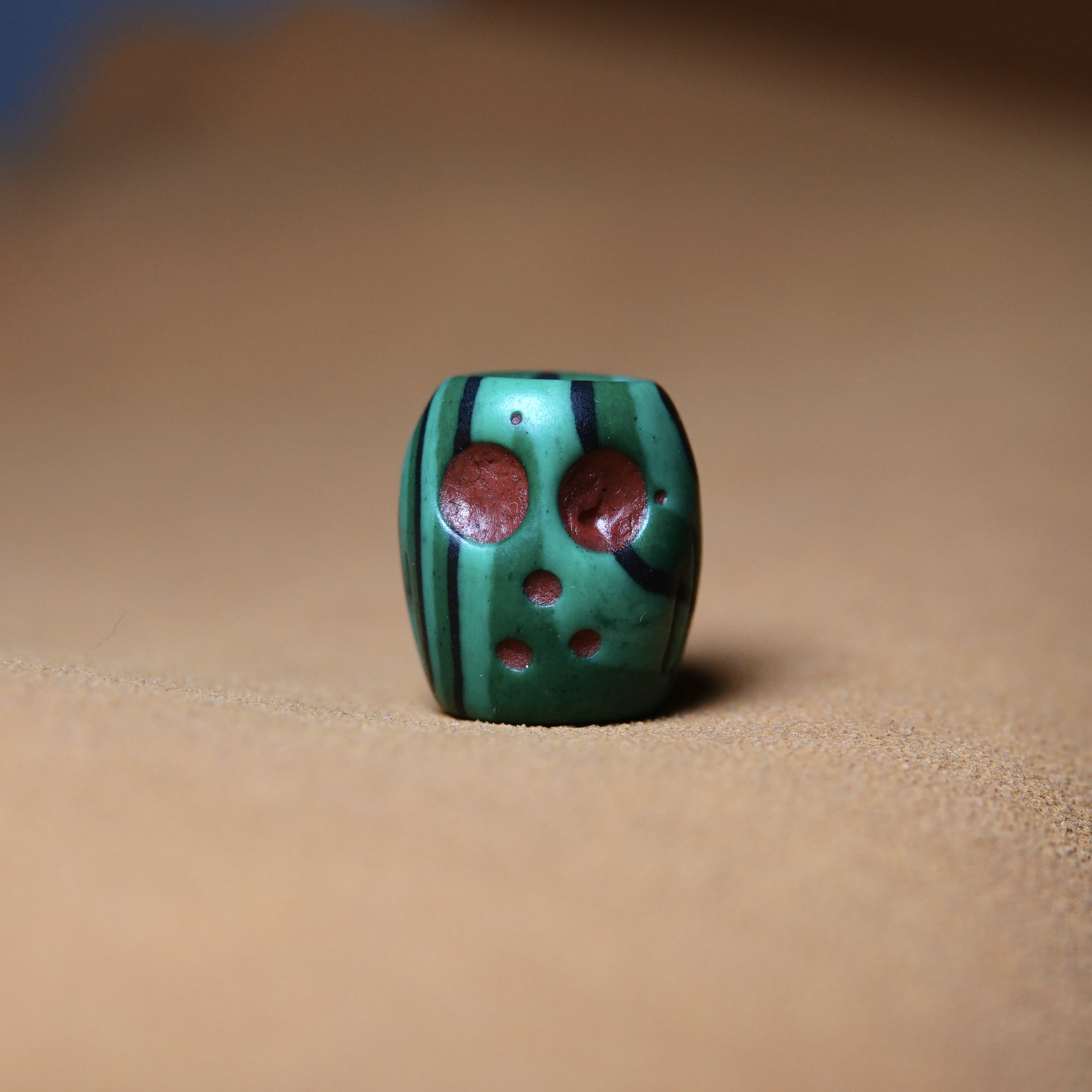 料器仿孔雀石尸陀林主单珠大孔道文玩纯手工DIY念珠手串百搭配珠