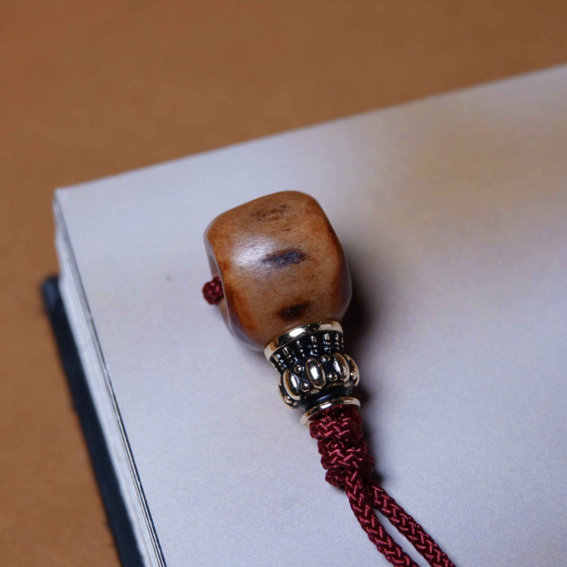 稀有原生态老角质三通佛头文玩纯手工DIY念珠手持束尾百搭配件