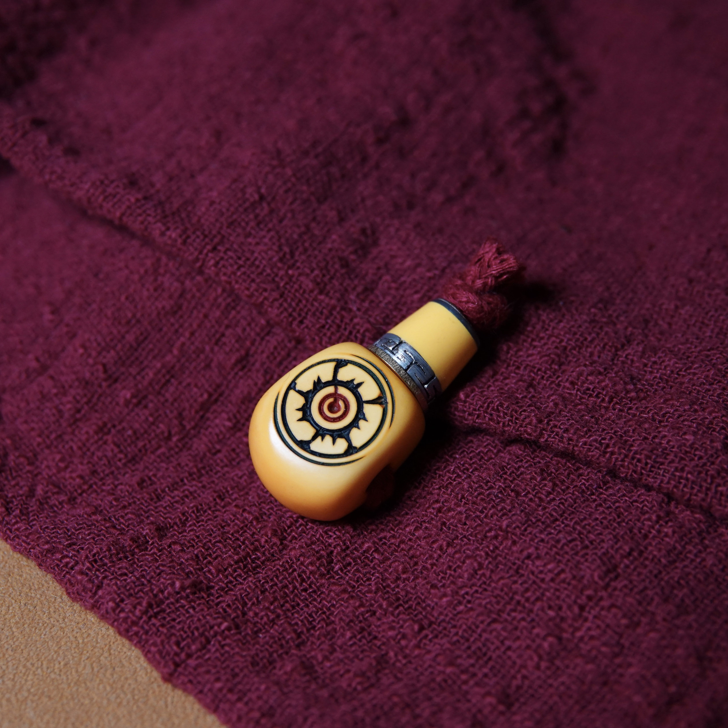 黄色树脂料器密胺分体式镶嵌佛头三通配件文玩纯手工念珠束尾特殊