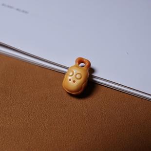 藏式黄色料器铃铛挂坠文玩纯手工DIY念珠手串侧挂随身吊坠配饰