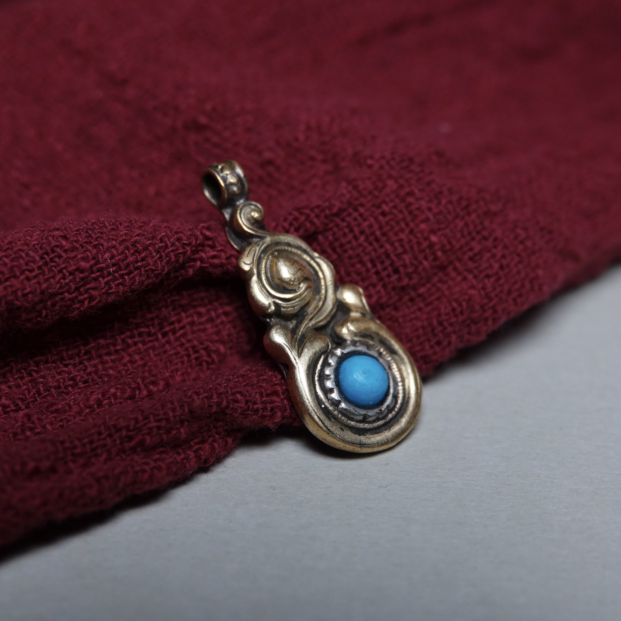 牧区老利马铜挂件琉璃镶嵌全品文玩手工DIY念珠侧挂项链吊坠配饰