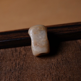 牧区原生态老地方玉三通佛头大孔道百搭配件文玩纯手工佛珠束尾