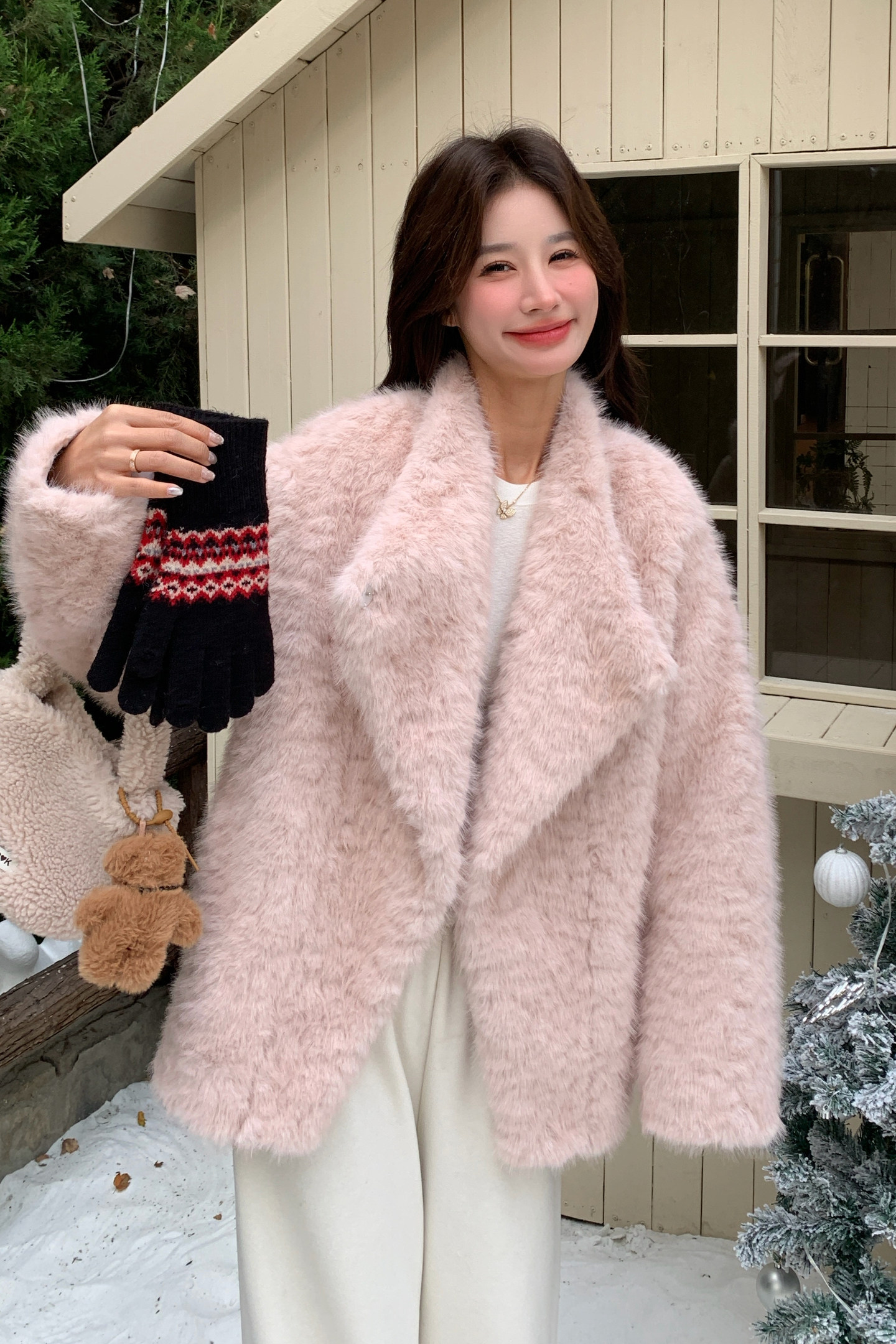 【】软糯保暖粉色羊羔毛皮毛一体2269-P215-控328,女装短外套,2C121