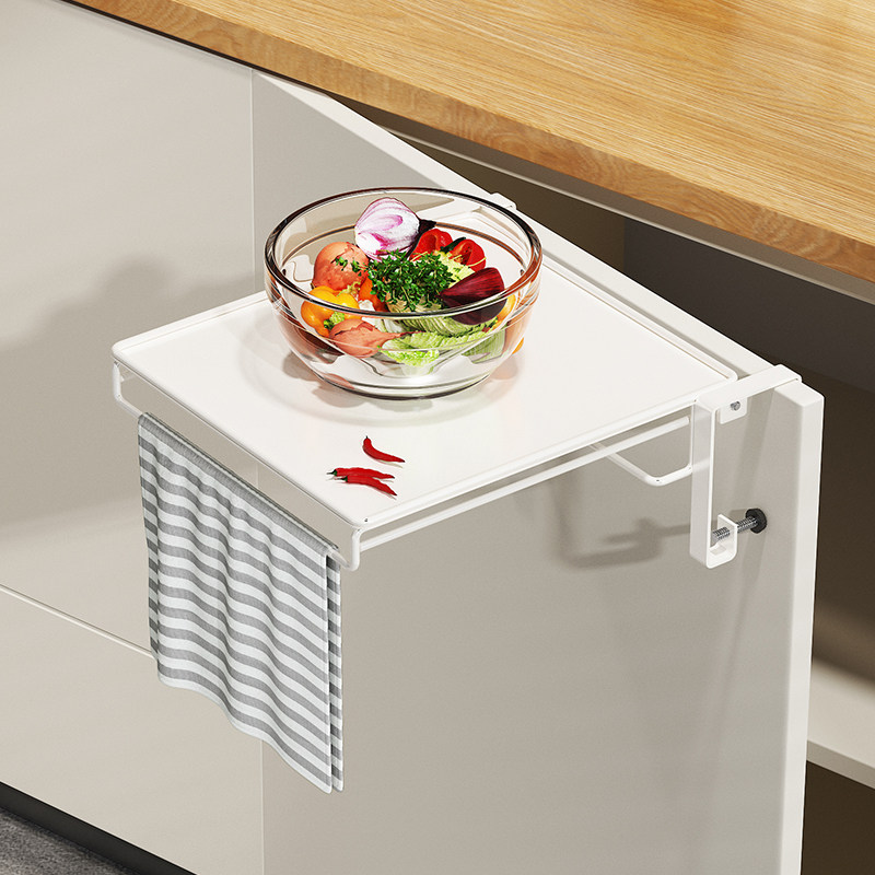 圣西陶厨房置物架可折叠桌板柜门挂架浴室悬挂式台面延伸桌收纳架