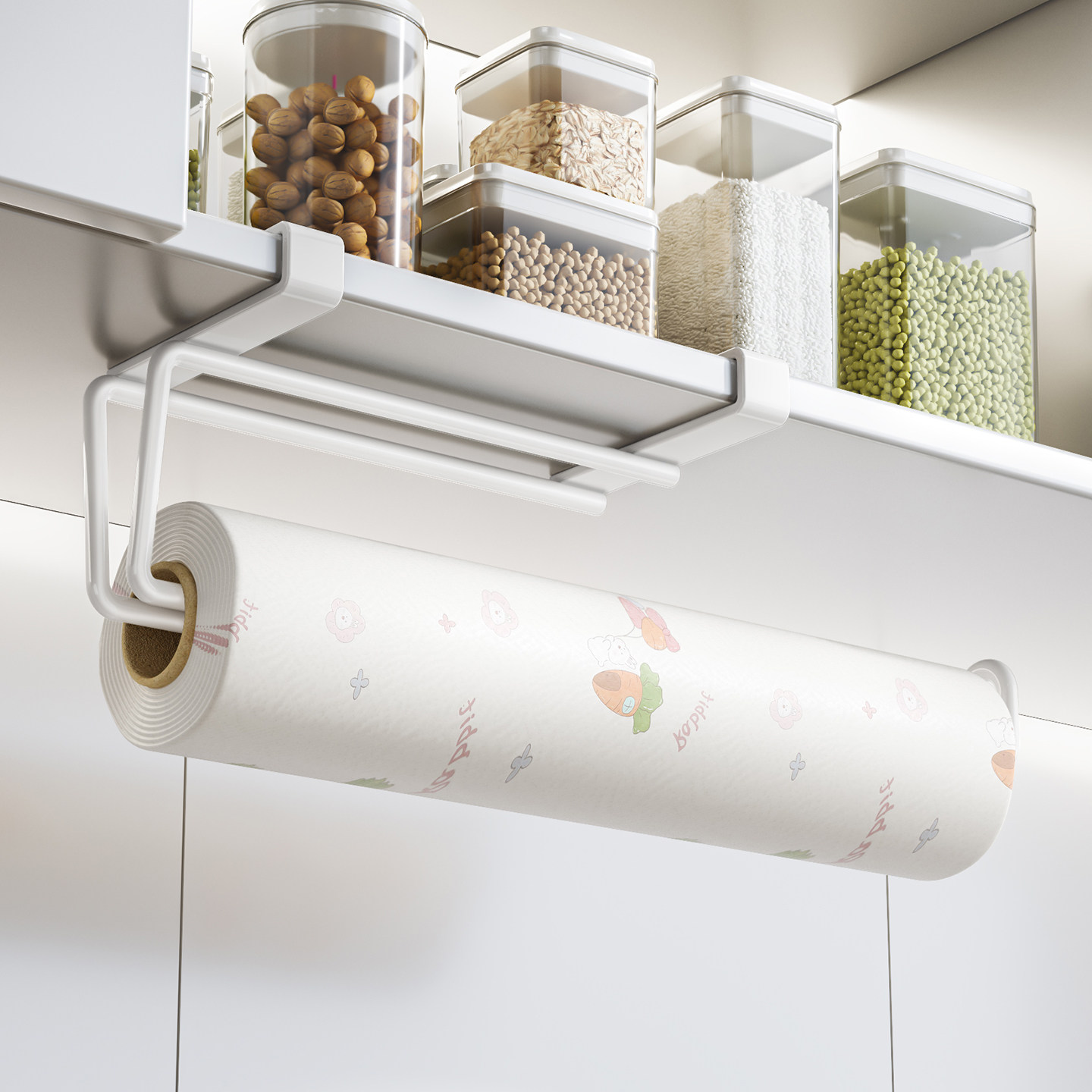 圣西陶厨房纸巾架保鲜膜挂架橱柜免打孔抹布支架卷纸收纳架置物架,收纳整理,纸巾架,淘宝优惠券,粉丝福利购,淘宝优惠卷