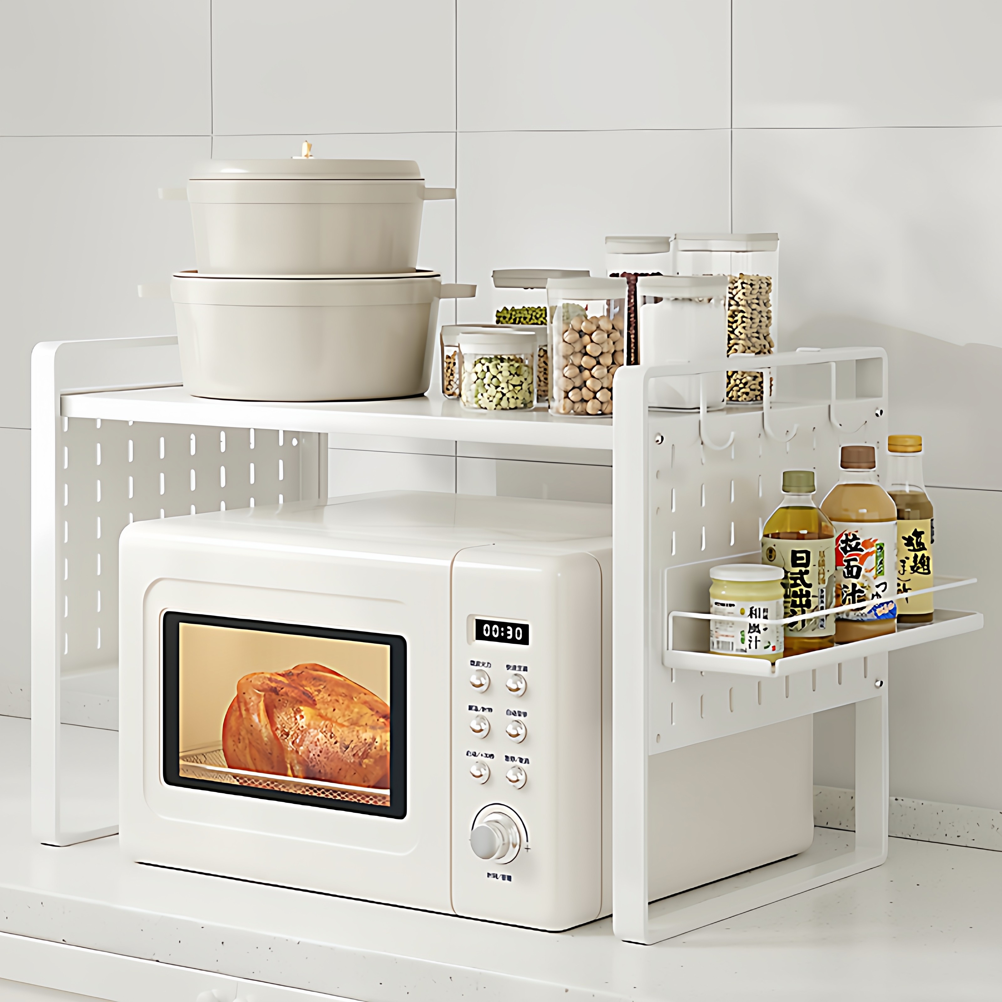 厨房微波炉置物架烤箱架子家用台面桌面双层可调节电饭锅煲收纳架,厨房/烹饪用具,微波炉置物架,淘宝优惠券,粉丝福利购,淘宝优惠卷