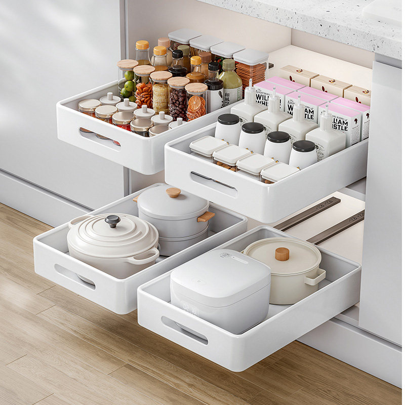 拉篮厨房橱柜内调味碗碟柜分层置物架下水槽收纳架抽拉式储物盒子