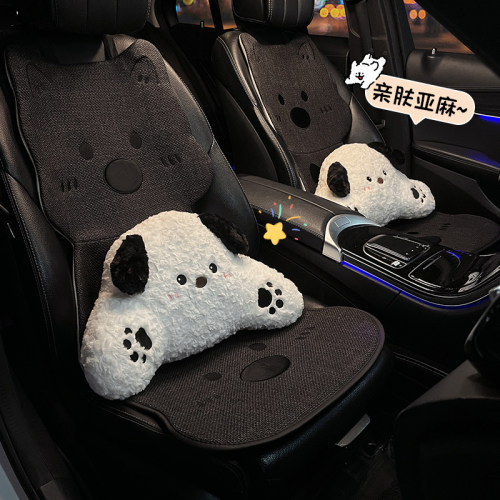 亚麻汽车坐垫四季通用透气