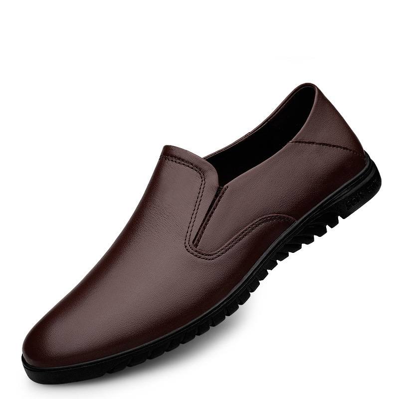 男士大码47真皮软底46中年爸爸鞋45一脚蹬套脚驾车鞋百搭乐福皮鞋