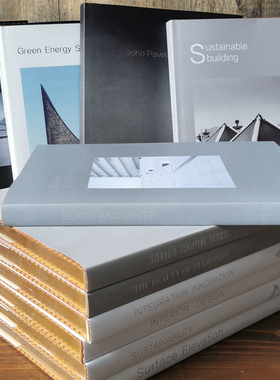 31CM黑白灰简约道具装饰书 样板房现代家居陈列可翻页真书摆件