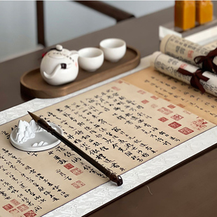 书法书画卷轴手卷名家碑拓古贴 中式样板房书房桌案陈列道具饰品