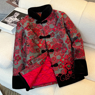 冬季老年女唐装棉衣妈妈装棉袄刺绣中国风中式老太太外套上衣盘口