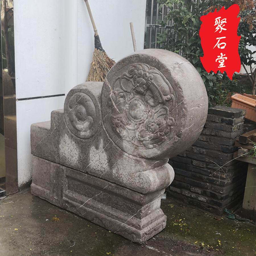 双狮抱鼓石门墩石鼓石墩石雕青石石雕