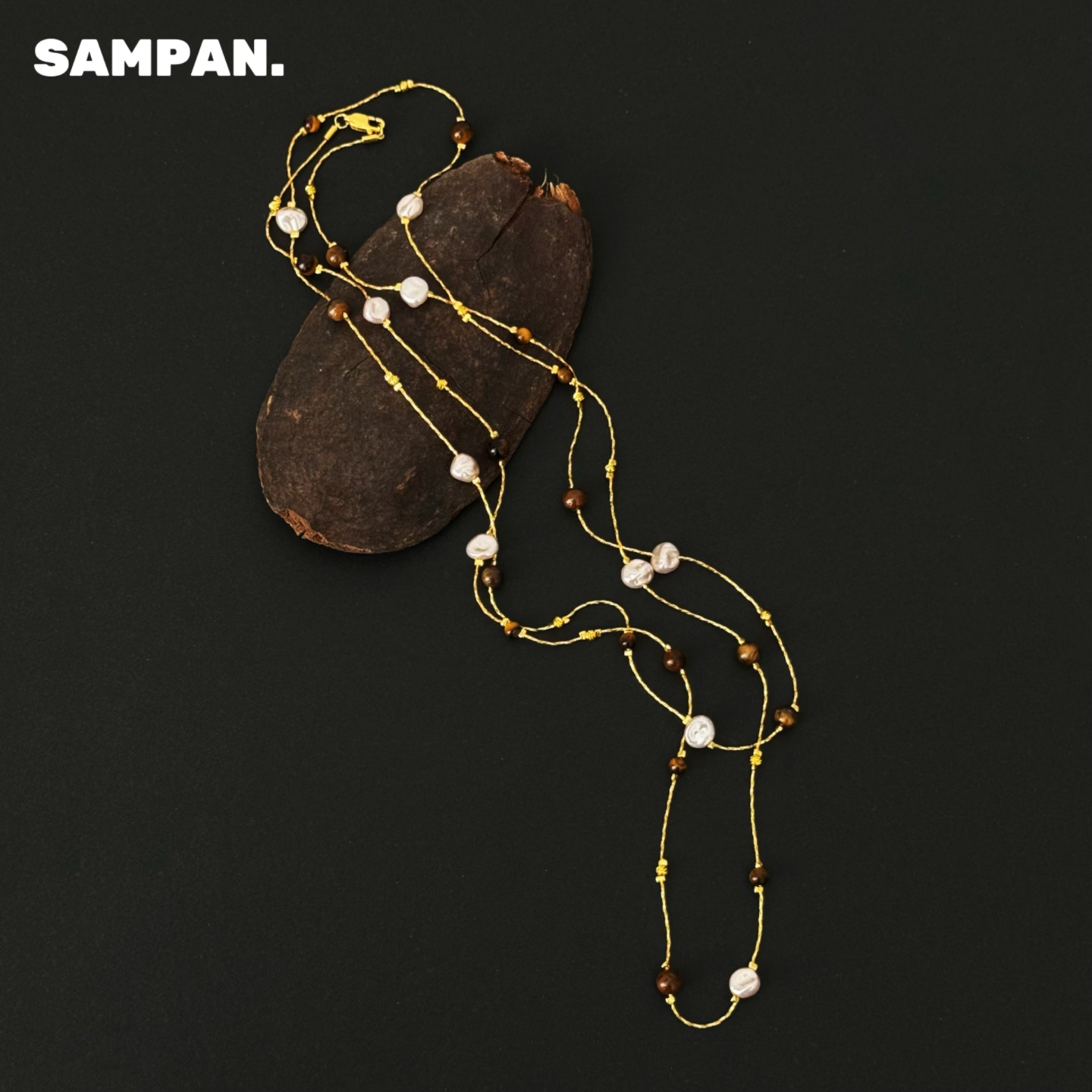 小众设计复古美拉德虎眼石项链