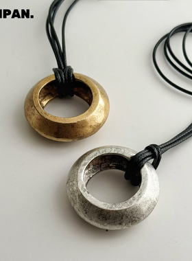 复古做旧圆环吊坠项链小众个性简约百搭沙丘粗野派金圈银圈锁骨链