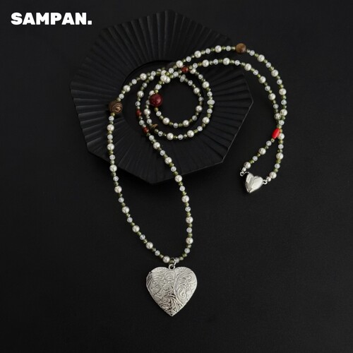 SAMPAN小众爱心长款叠戴锁骨链