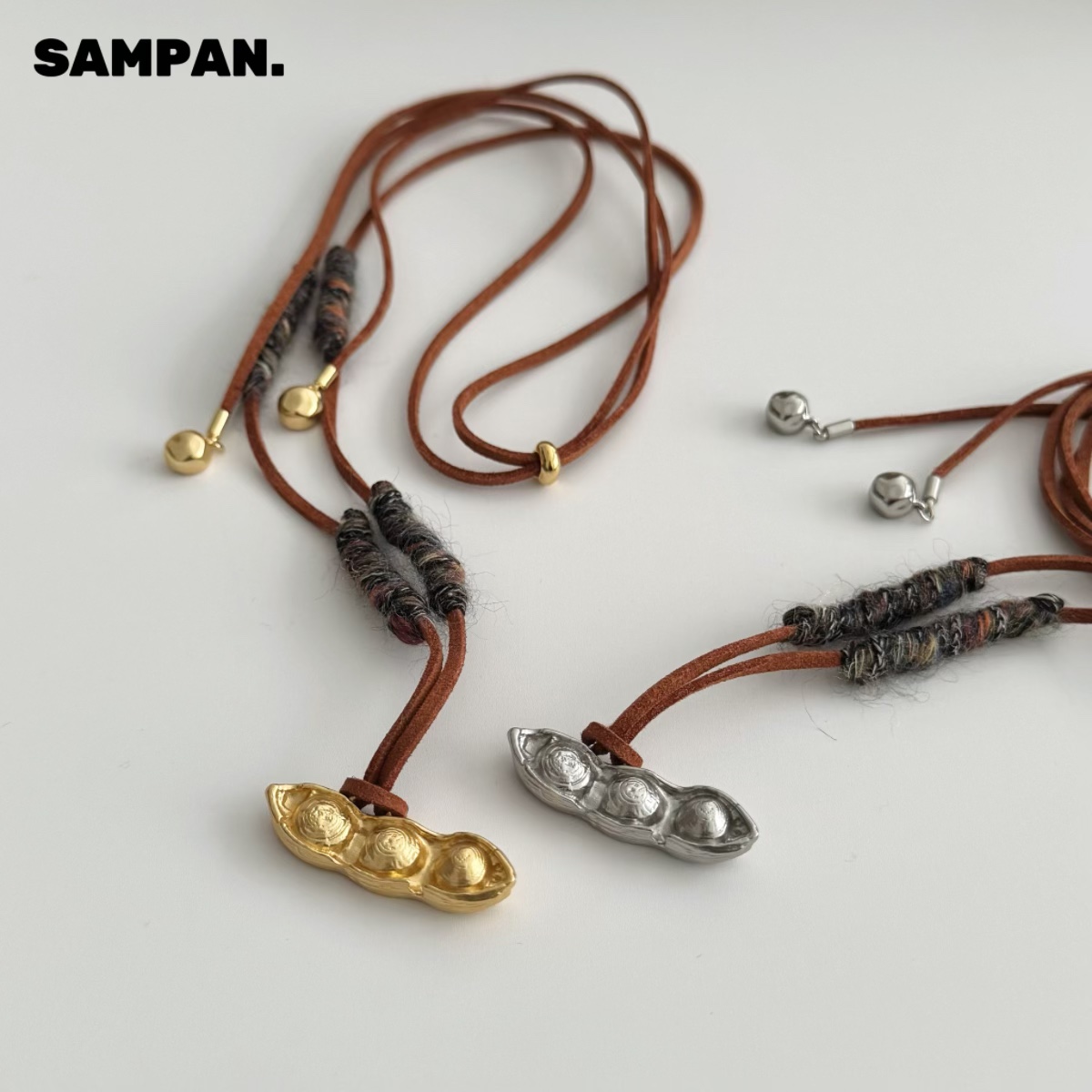 SAMPAN小众设计感豌豆项链女长款叠戴可调节毛衣链复古时髦项链