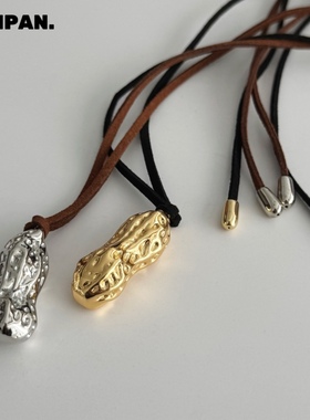 小众设计秋冬新款毛衣链好事花生绑绳项链金色好运好事发生项链