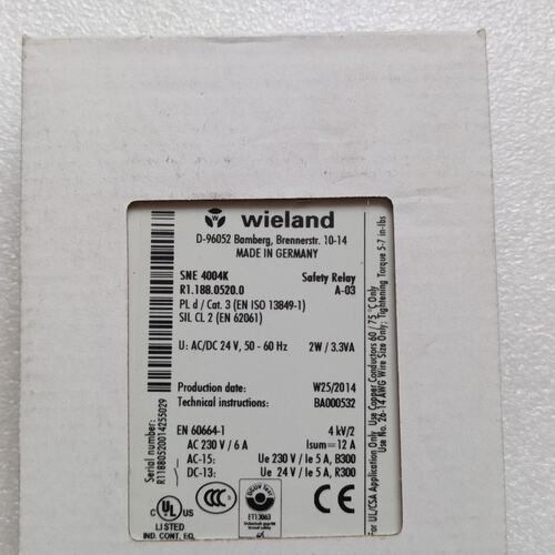 Wieland威琅安全继电器SNE 4004K，型号R1.1