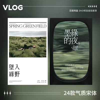 vlog中文宋体文艺高级感字体包古风视频procreate ps可商用达芬奇