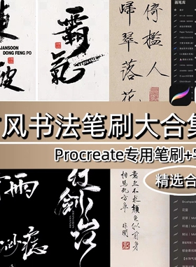 procreate笔刷古风书法水墨写字手写瘦金体中文板写毛笔ipad字体