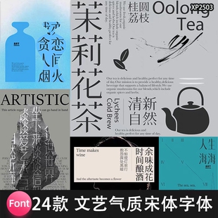 达芬奇高级感时尚潮流好看的文艺古风中文宋体商用字体包新中式PS