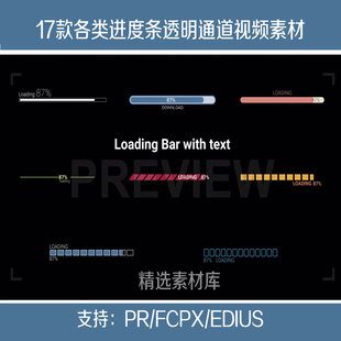 vlog视频剪辑进度条带alapha透明通道的视频素材pr/fcpx/edius/vv