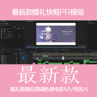 新款婚礼快剪辑神器快速出预告片花絮迎亲制作歌曲音乐素材pr模板