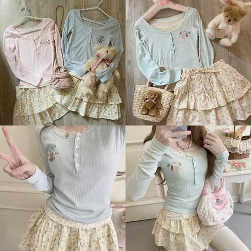 甜美可爱长袖T恤内搭短上衣