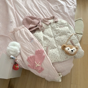 碎花国标白鸭绒羽绒服女短款冬季新款甜美小个子立领加厚修身外套