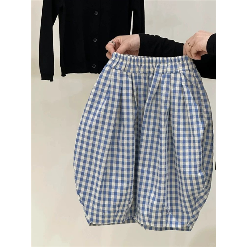 儿童防蚊裤2025夏季新款女宝宝时髦格子灯笼裤婴儿女童纯棉裤子