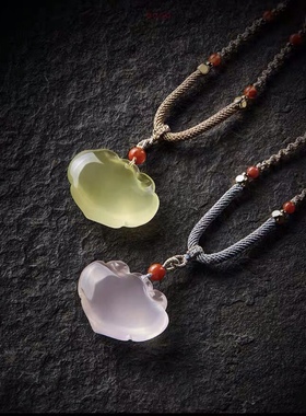 水晶如意锁吊坠送女友送老婆水晶挂件天然粉水晶黄水晶如意平安锁