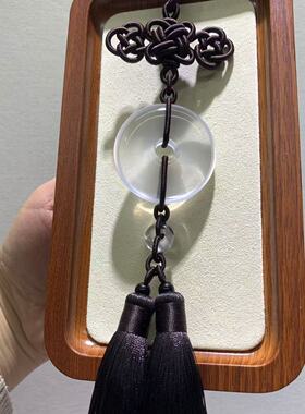 中国风汽车挂件车内吊饰平安扣车饰品高档车载后视镜天然奶白水晶